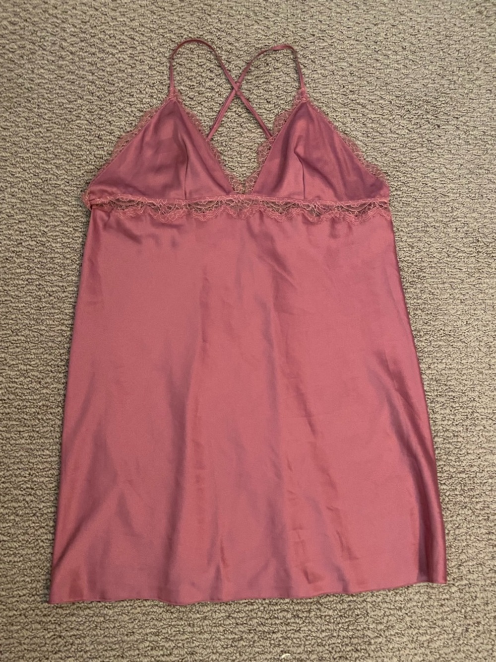 Victoria's Secret Rose Pink Lace-Trim Chemise Slip Size XL EUC